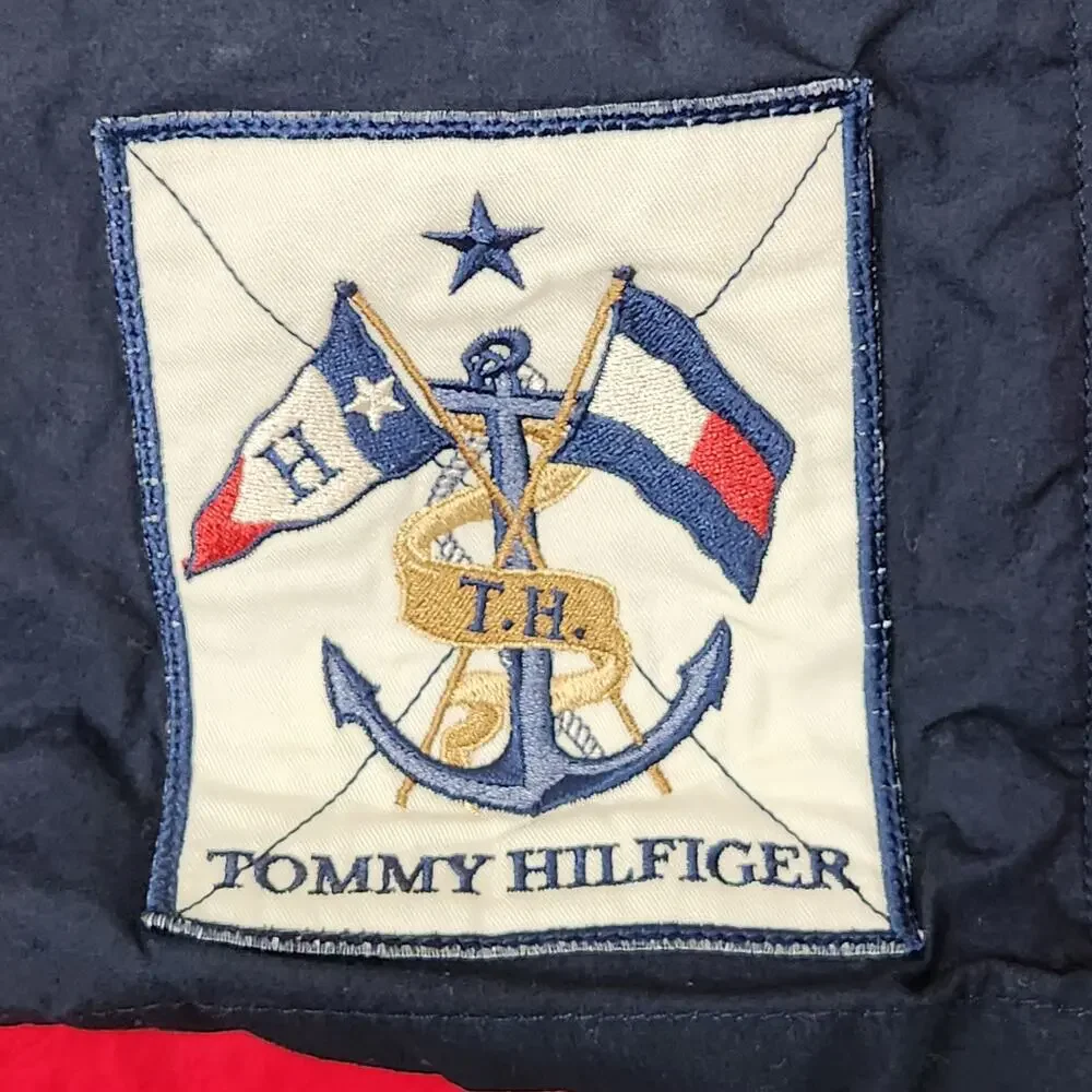 VINTAGE TOMMY HILFIGER Swim Shorts Mens XL Blue Crest Flag Measure 32X7 Beach